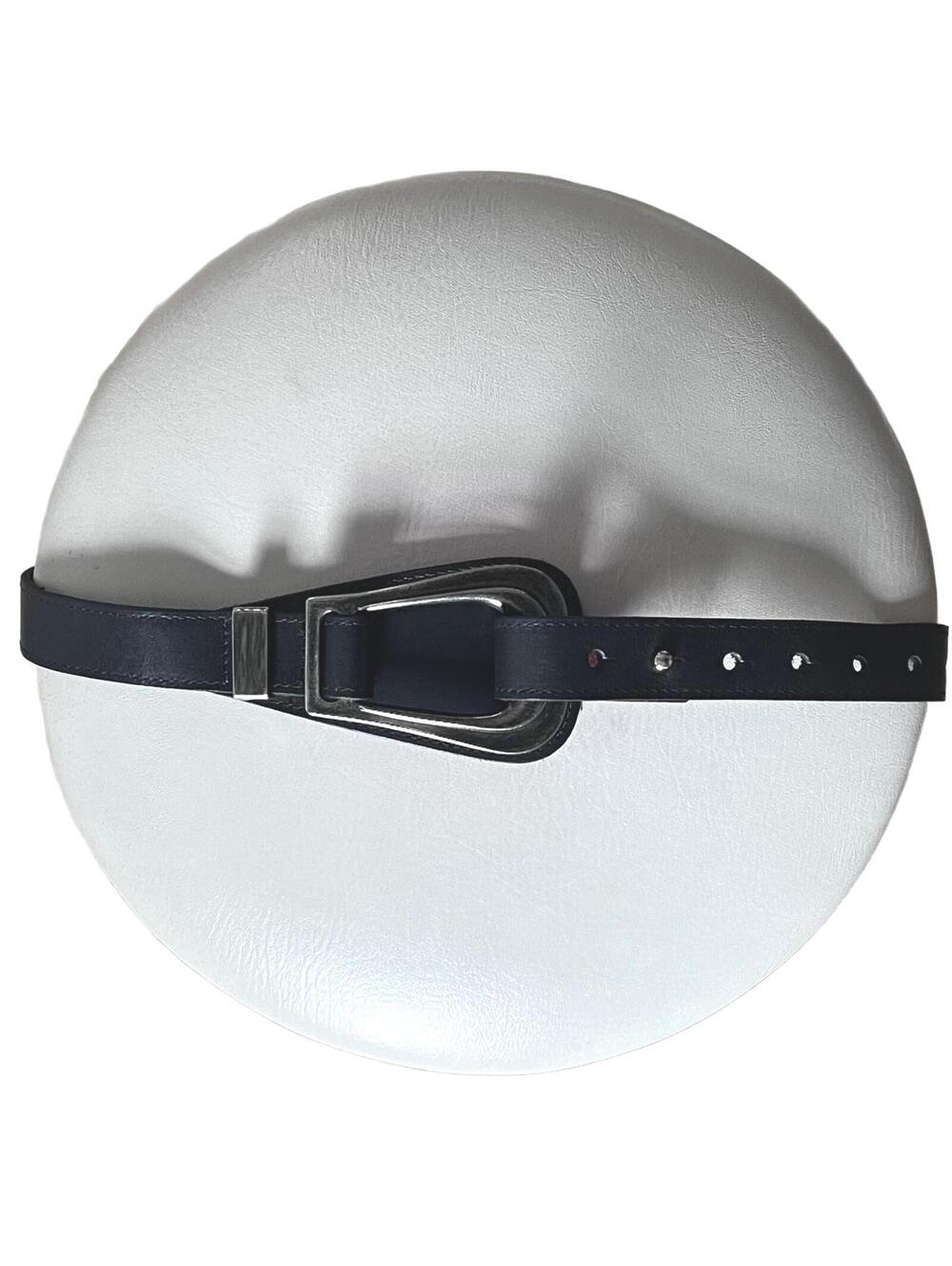 Kim White Belts Three Ways Convertible Black Leather Antique Nickel Buckle XS